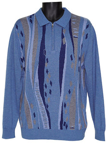 Load image into Gallery viewer, Cigar Zipper Polo Sweater # P612 Blue