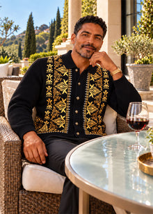 Load image into Gallery viewer, Prestige Button-Down Sweater/Jacket # SW6503 Black