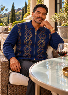 Load image into Gallery viewer, Prestige Zipper-Down Sweater/Jacket # SW6512 Navy