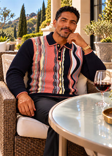 Load image into Gallery viewer, Prestige 3-Button Polo Sweater # SW6552 Black
