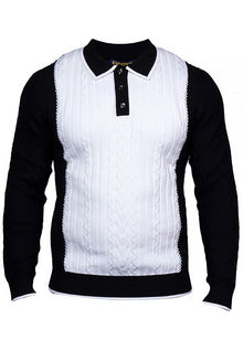 Load image into Gallery viewer, Prestige 3-Button Polo Sweater # SW6556 Black