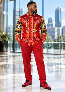 Load image into Gallery viewer, Prestige Silky Feel Fashion Shirt # PR6628 Red