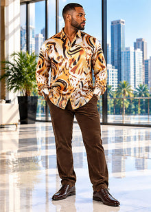 Load image into Gallery viewer, Prestige Silky Feel Fashion Shirt # PR6648 Khaki