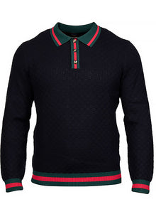 Load image into Gallery viewer, Prestige 3-Button Polo Sweater # SW6520 Black