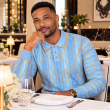 Load image into Gallery viewer, Prestige 3-Button Polo Sweater # SW6522 Blue