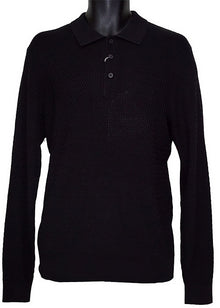 Load image into Gallery viewer, Tulliano Silk Blend 3-Button Polo Sweater 'Pinto' Black