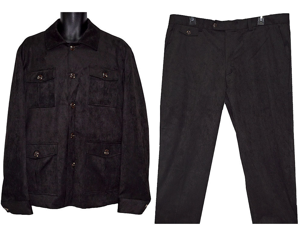Cigar Ultra-Suede Jacket/Pants Set # CJP744 Black