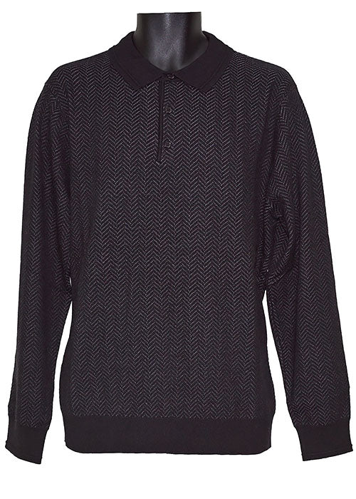 Cigar 3-Button Polo Sweater # P601 Black