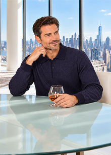 Load image into Gallery viewer, Cigar 3-Button Polo Sweater # P601 Navy
