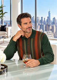 Load image into Gallery viewer, Cigar 3-Button Polo Sweater # P603 Forest
