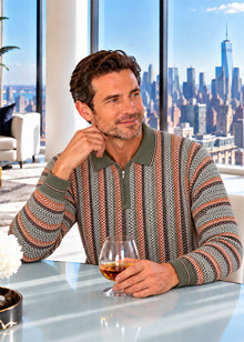 Load image into Gallery viewer, Cigar Zipper Polo Sweater # P604 Sage
