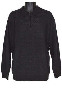 Load image into Gallery viewer, Cigar Zipper Polo Sweater # P611 Black
