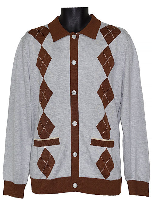 Cigar Button-Down Sweater # KS652 Ash