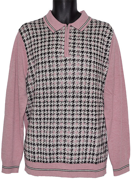 Cigar Zipper Polo Sweater # P513 Dusty Rose