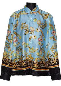Cigar Satin Shirt # PS404 Turquoise - Alligator World
