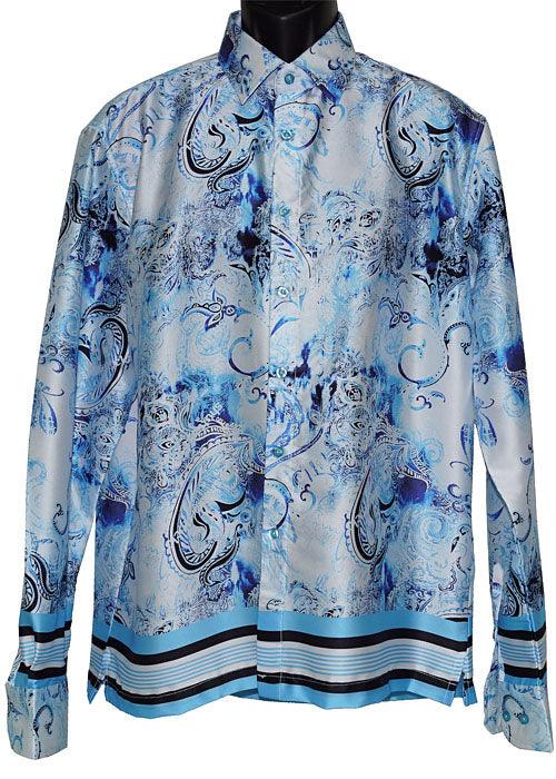 Cigar Satin Shirt # PS653 Blue - Alligator World