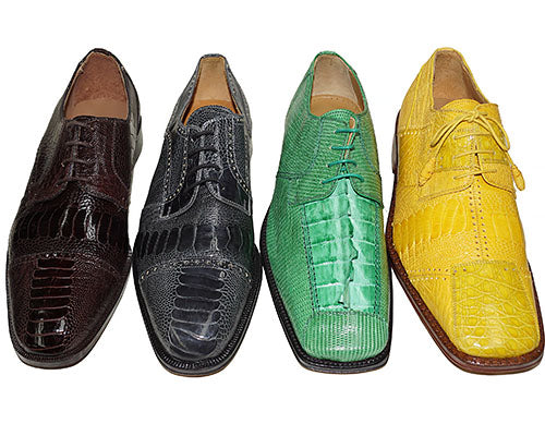 David Eden Sophisticated Olive Crocodile Lizard Derby Shoes Near new DAVID EDEN Snakeskin & Alligator Cap-Toe Derby: US  main image 3