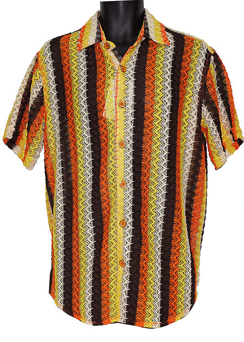 Lanzino Linen Blend Shirt # SSL131 Orange