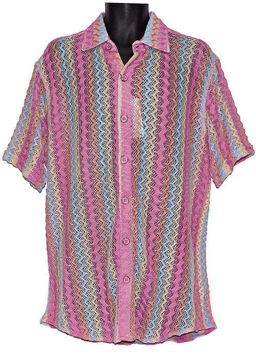 Lanzino Linen Blend Shirt # SSL131 Pink