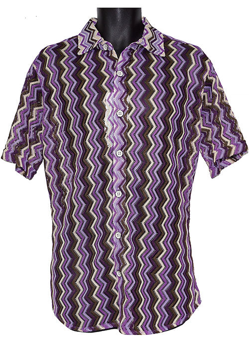 Lanzino Linen Blend Shirt # SSL138 Purple