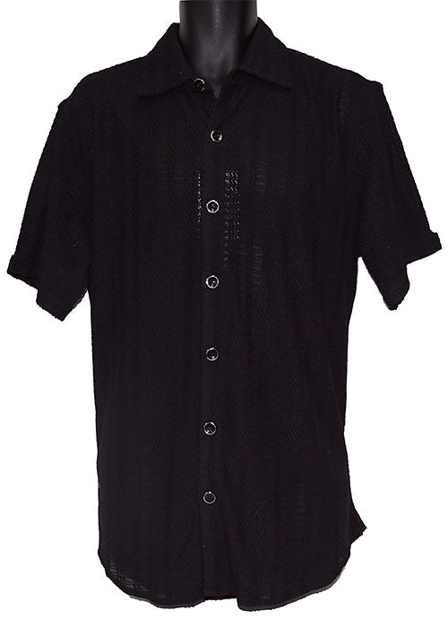 Lanzino Linen Blend Shirt # SSL143 Black