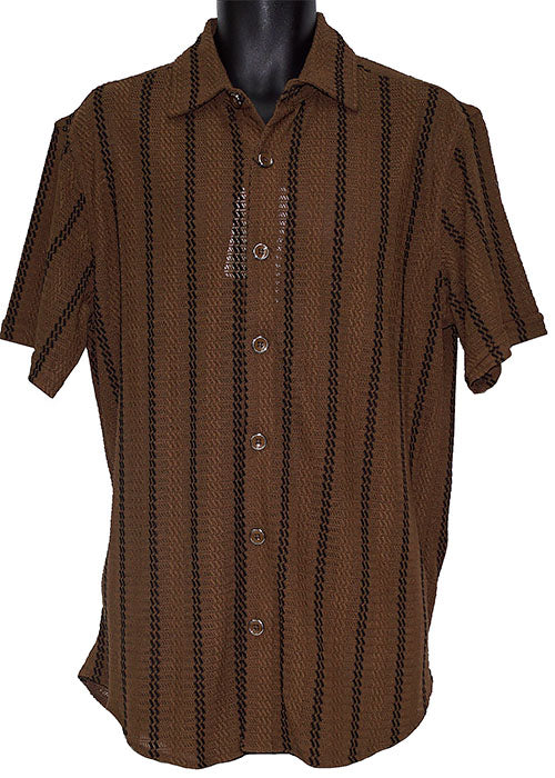 Lanzino Linen Blend Shirt # SSL143 Brown