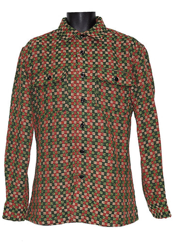 Lanzino Button-Down Shirt/Jacket # LSL764 Green