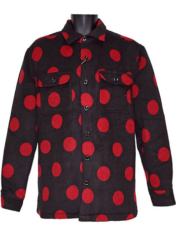 Lanzino Button-Down Shirt/Jacket # LSL769 Black/Red