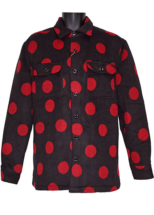 Lanzino Button-Down Shirt/Jacket # LSL769 Black/Red