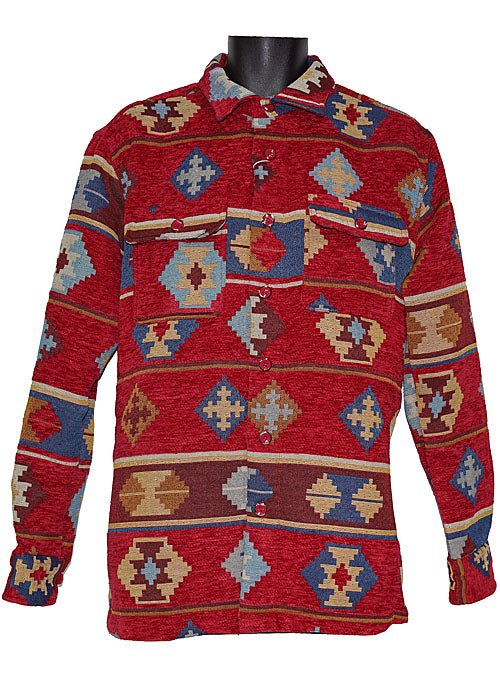 Lanzino Button-Down Shirt/Jacket # LSL773 Red