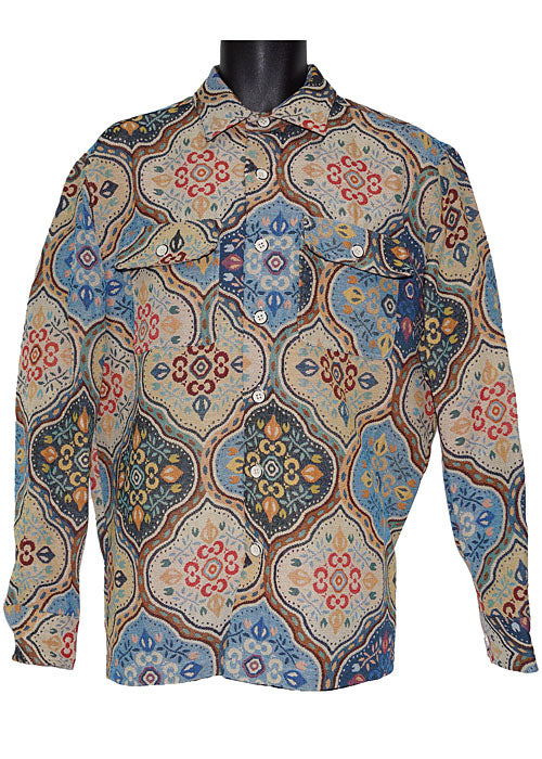 Lanzino Button-Down Shirt/Jacket # LSL777 Beige