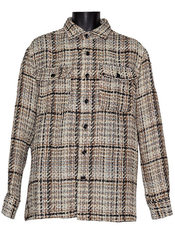 Lanzino Button-Down Shirt/Jacket # LSL785 Beige