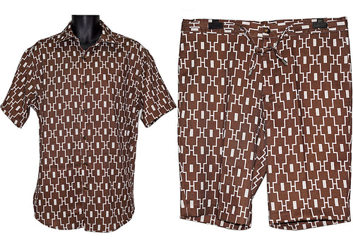 Lanzino Shirt/Shorts Set Weekly Deal # WS50792 Brown