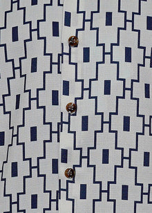 Load image into Gallery viewer, Lanzino Linen Shirt/Shorts Set # 3081 Navy
