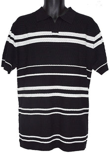 Load image into Gallery viewer, Lanzino Linen Blend Polo Shirt # SP054 Black
