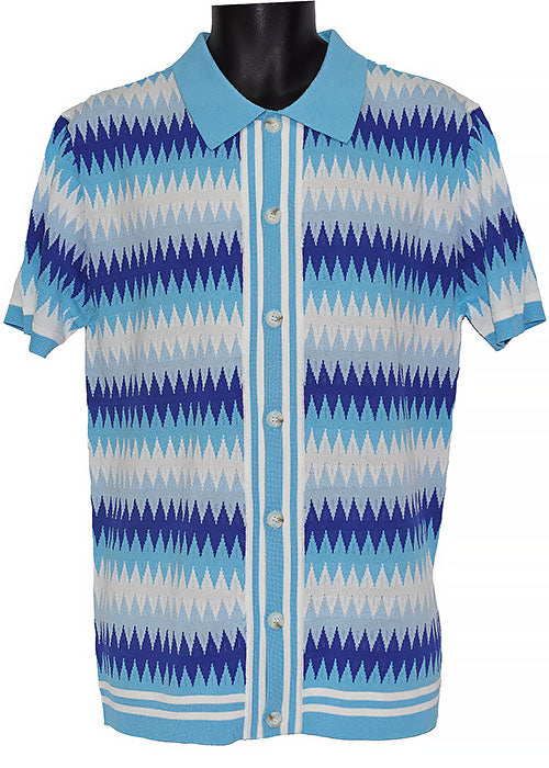 Lanzino Linen Blend Shirt # SP079 Blue