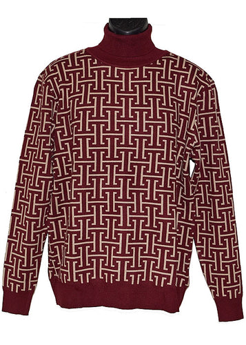 Lanzino Sweater # LP291 Burgundy/Stone