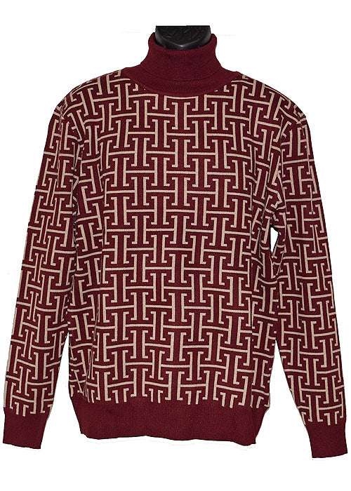 Lanzino Sweater # LP291 Burgundy/Stone