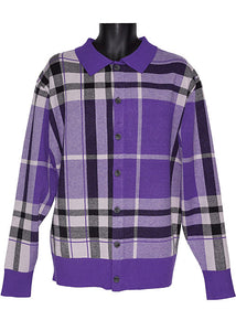 Lanzino Button-Down Sweater/Jacket # SW146 Eggplant