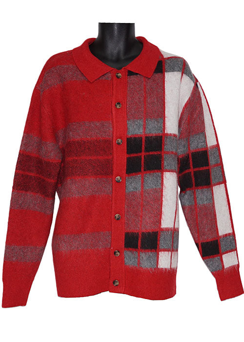 Lanzino Button-Down Sweater/Jacket # SW146 Red