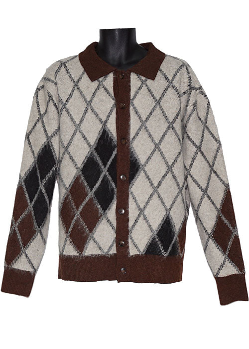 Lanzino Button-Down Sweater/Jacket # SW150 Brown