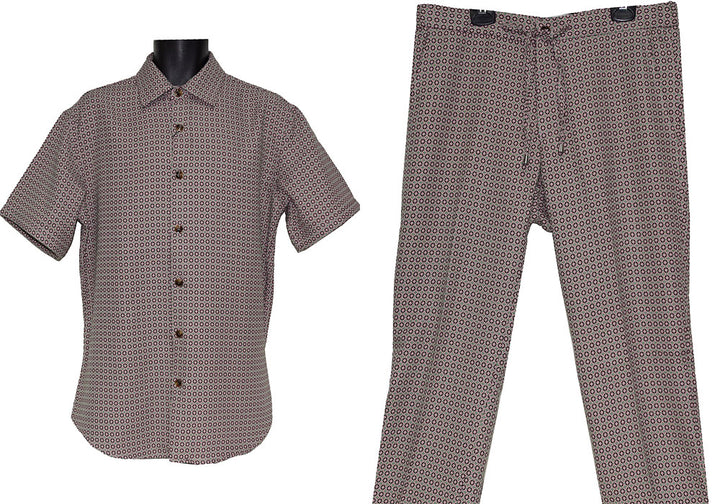 Lanzino Linen Shirt/Pants Set # 3125 Pink