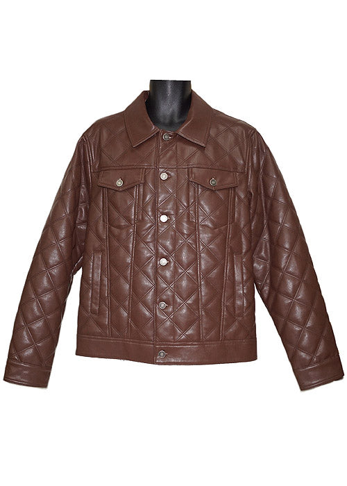 Lanzino Faux Leather Jacket # JK144 Brown