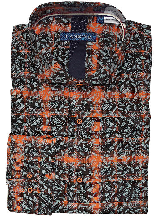 Lanzino Dress/Casual Shirt #SLP201 Orange 2XL