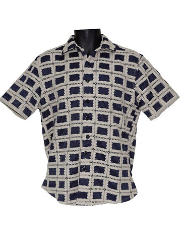 Lanzino Linen Shirt # SSL109 Navy