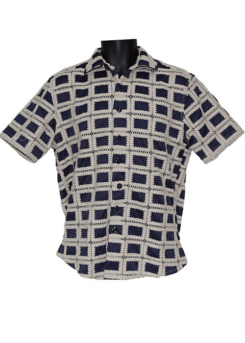 Lanzino Linen Shirt # SSL109 Navy