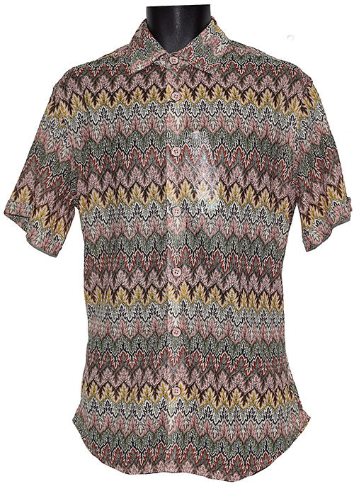 Lanzino Linen Blend Shirt # SSL124 Grey Combo