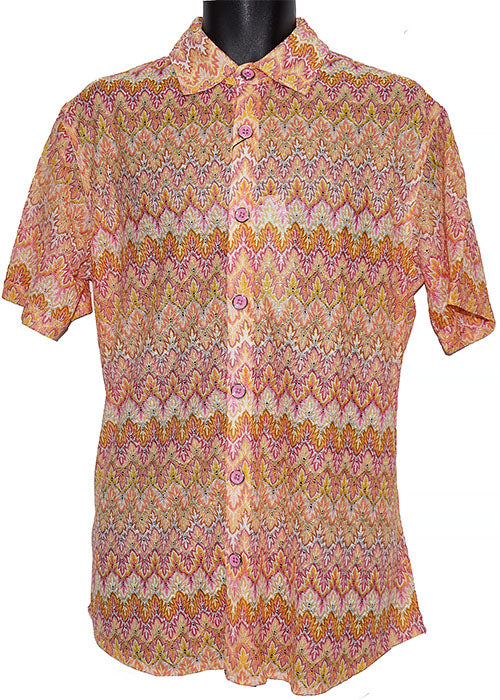 Lanzino Linen Blend Shirt # SSL124 Peach Combo