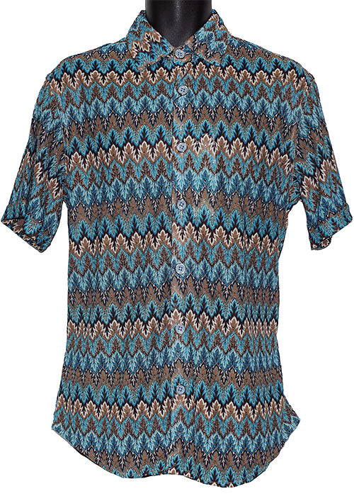 Lanzino Linen Blend Shirt # SSL124 Teal Combo