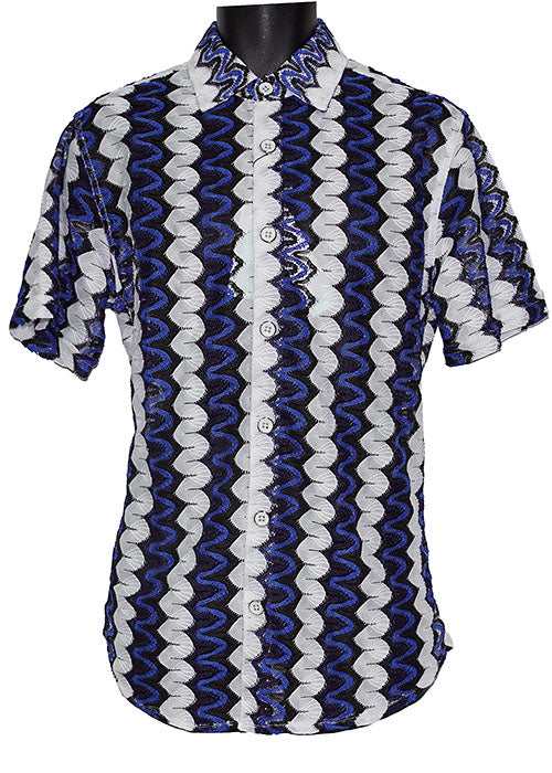 Lanzino Linen Blend Shirt # SSL136 Royal